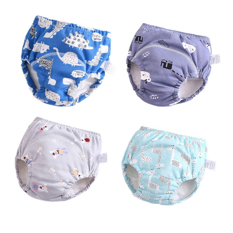 U0U Baby Boys 4 Pack Cotton Training Pants Toddler Potty Training Underwear for Boys Dinosaur Blue 3T - Image 1